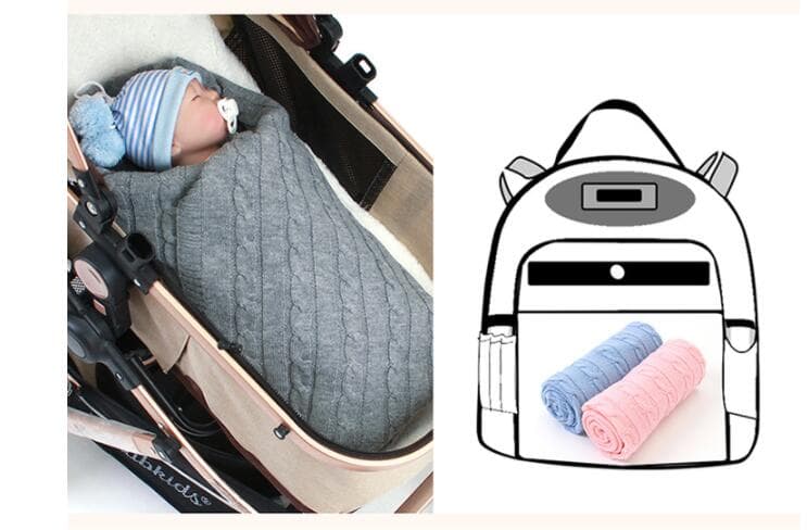 ブランケット かわいい編み毛布 赤ちゃん用綿ひざ掛け八十×百センチ