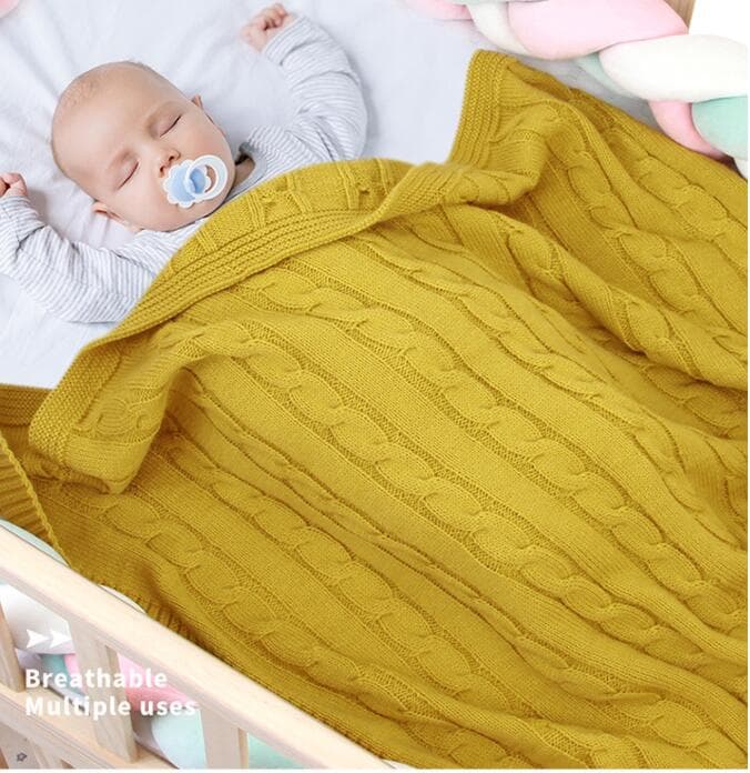 ブランケット かわいい編み毛布 赤ちゃん用綿ひざ掛け八十×百センチ