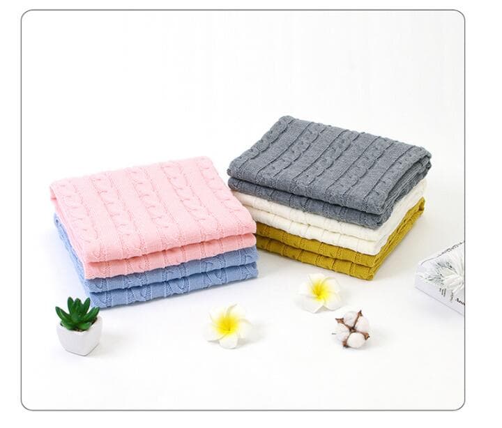 ブランケット かわいい編み毛布 赤ちゃん用綿ひざ掛け八十×百センチ