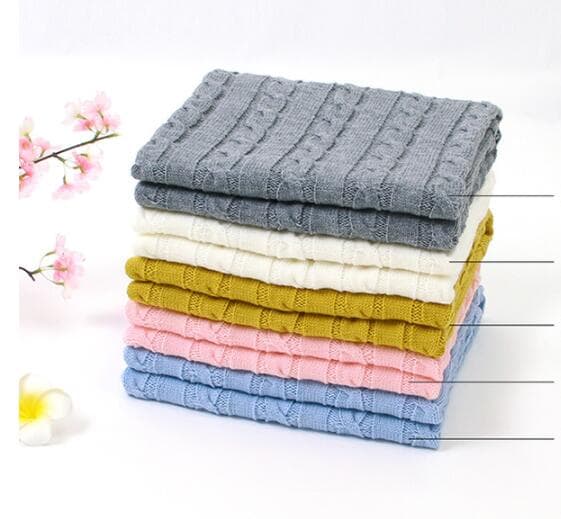 ブランケット かわいい編み毛布 赤ちゃん用綿ひざ掛け八十×百センチ