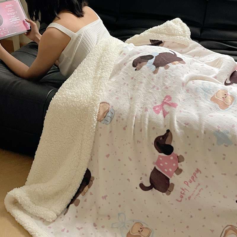 パンダプリントニットブランケット