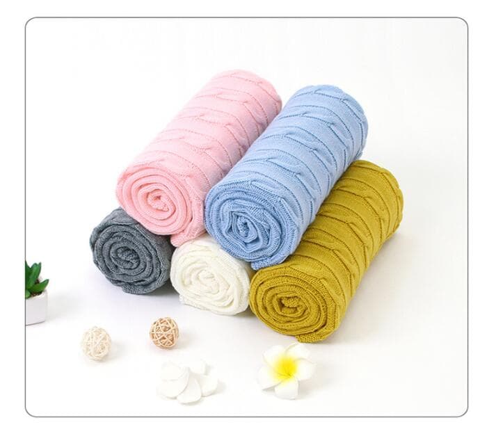 ブランケット かわいい編み毛布 赤ちゃん用綿ひざ掛け八十×百センチ