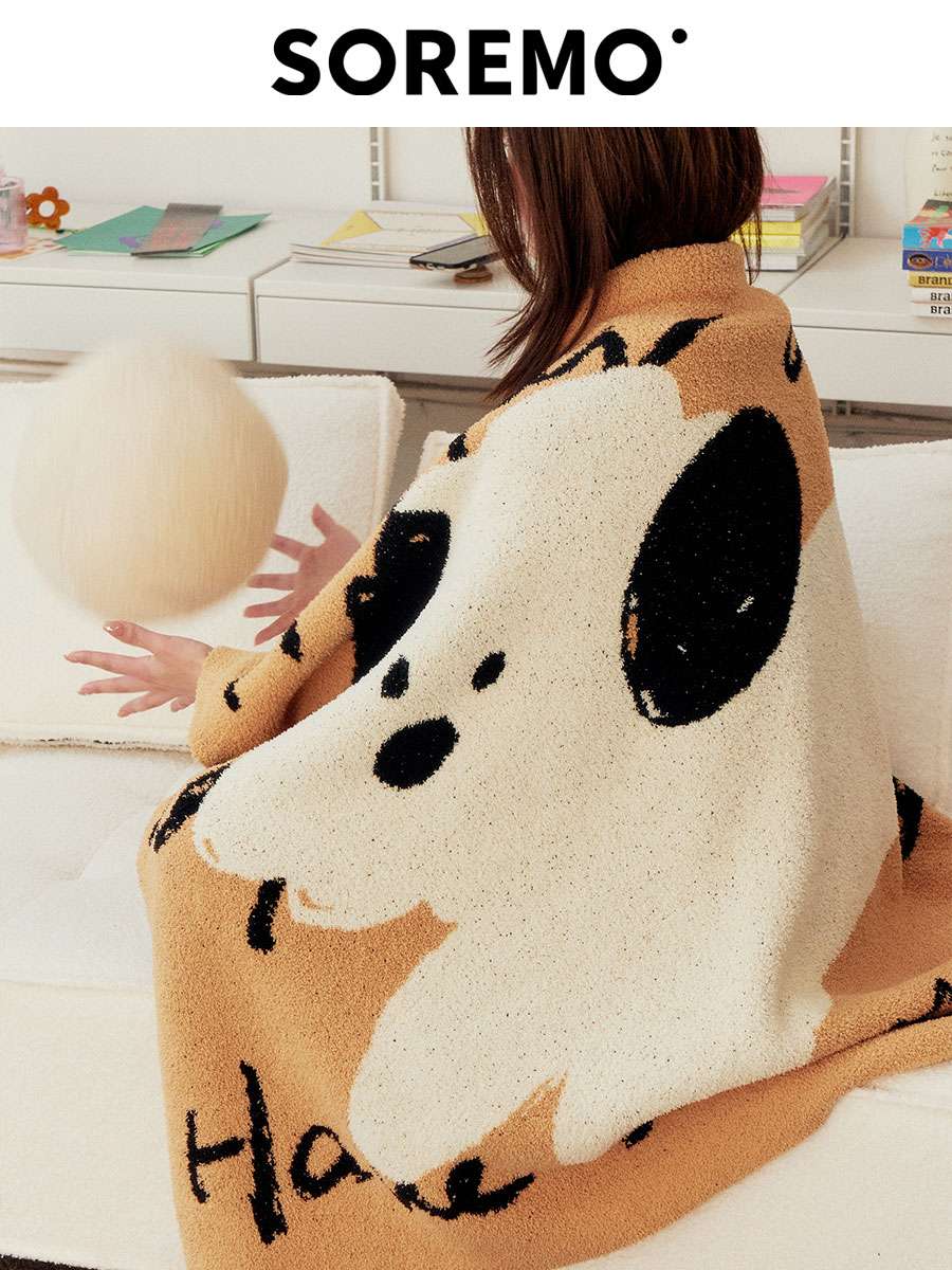ふんわりお花とうさぎの癒しブランケット