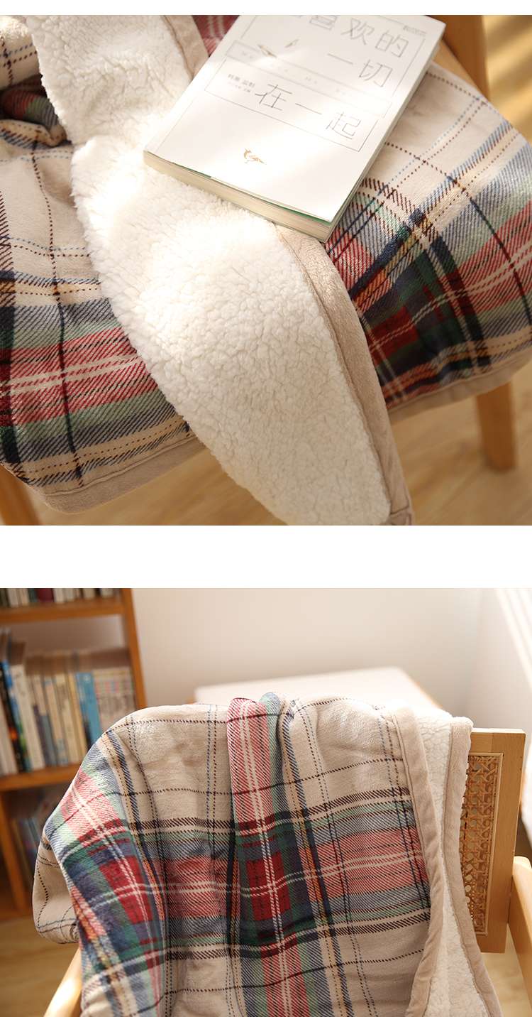 ポンポン付きニットブランケット
