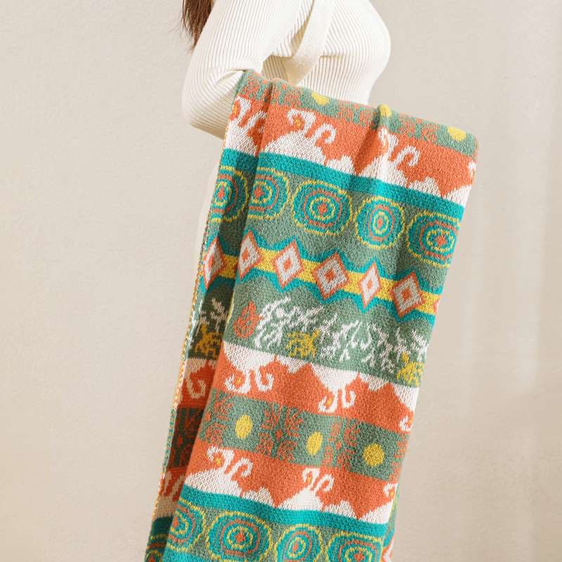 北欧風チェック柄シェルパブランケット