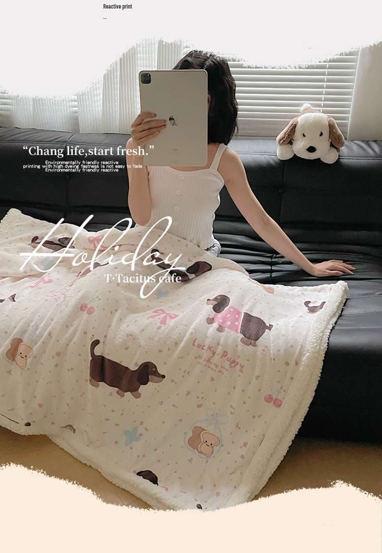 パンダプリントニットブランケット