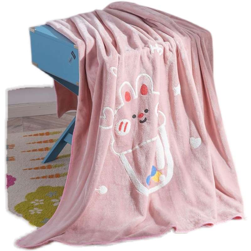 ふわもこドット柄タッセル付きブランケット