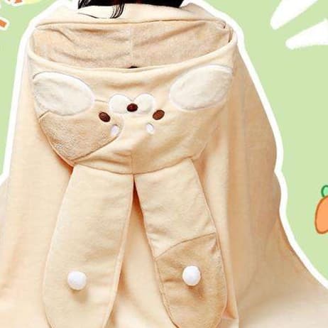 ブランケット ふわもこ着る毛布 フード付きポンチョタイプ